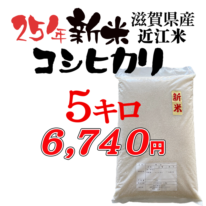 25年新米近江米　こしひかり5キロ　／こしひかり5キロ×２【10キロ】10月1日出荷予定