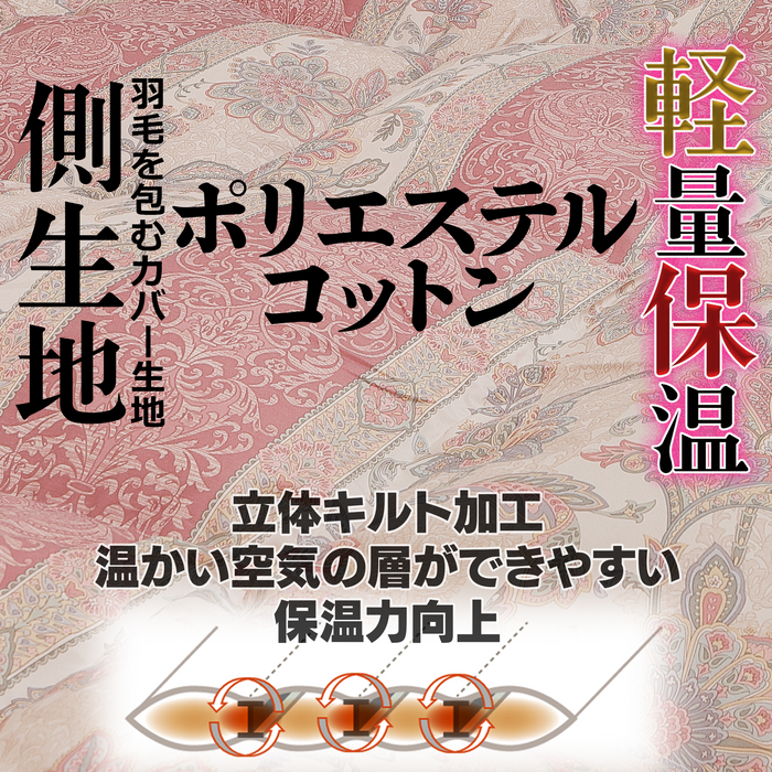 ホワイトダックダウン90％羽毛布団シングルサイズ【ピンク】／【ブルー】