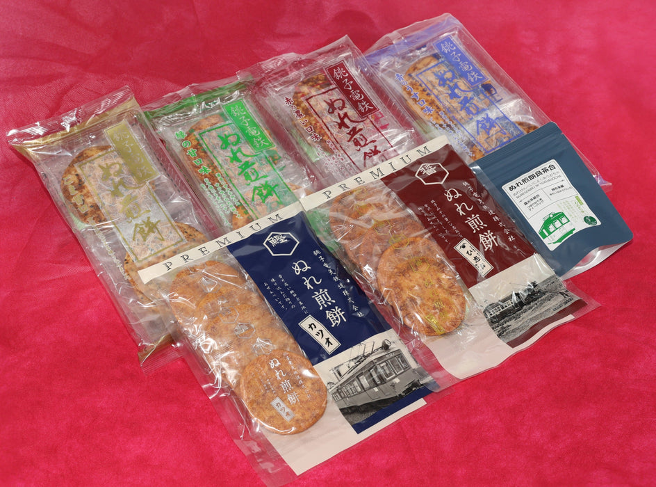 ねこねこ堂オリジナル「千葉　銚子電鉄 ぬれ煎餅　全種セット」（お茶付）【全６種】
