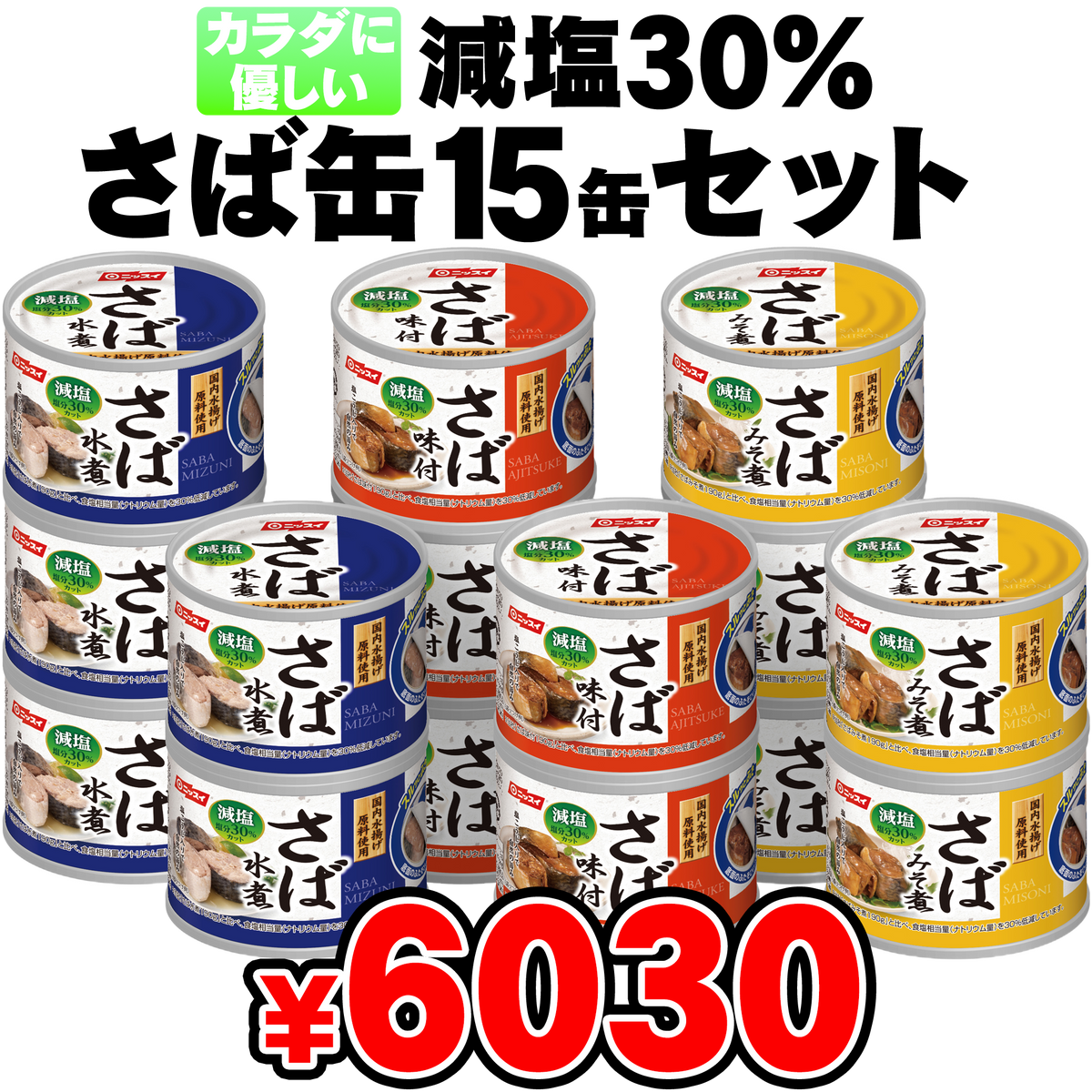 減塩30％さば缶15缶セット